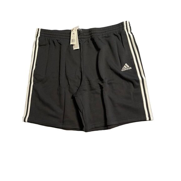 adidas Shorts Mens 4XL Black Classic Pull On 3 Stripes Drawstring Workout Gym - Picture 1 of 4
